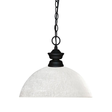 Z-Lite Shark 1 Light Pendant, Matte Black & White Linen 100701MB-DWL14
